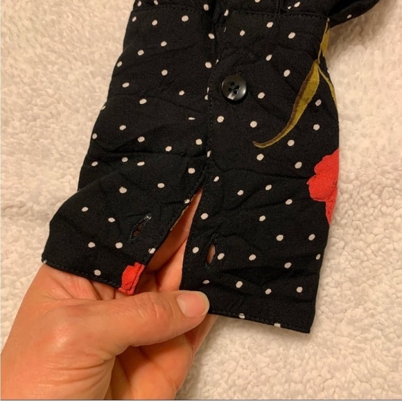 Volcom Check Out Time Floral Long Sleeve Fluted Top Blouse - Picture 14 of 16